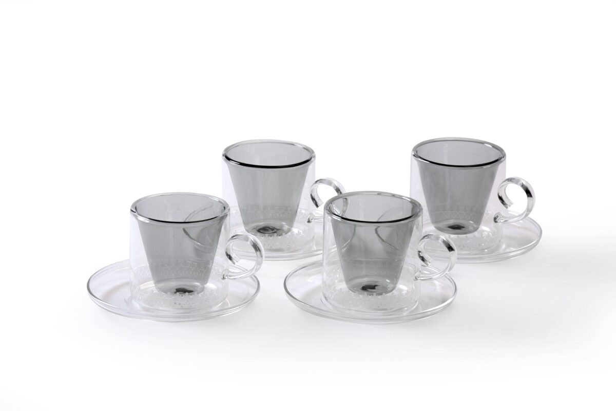 alt="Turkish coffee double glass cups with narrow end bottom"