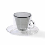 Grey Double Wall Turkish Coffee Cups With Handle Set of 4