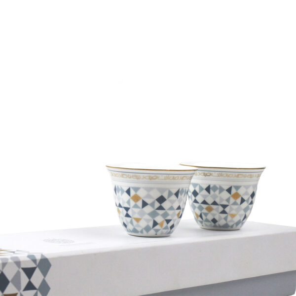 Premium Porcelain 60cc Qahwa Cup Rabee' Navy & Gold Set of 6