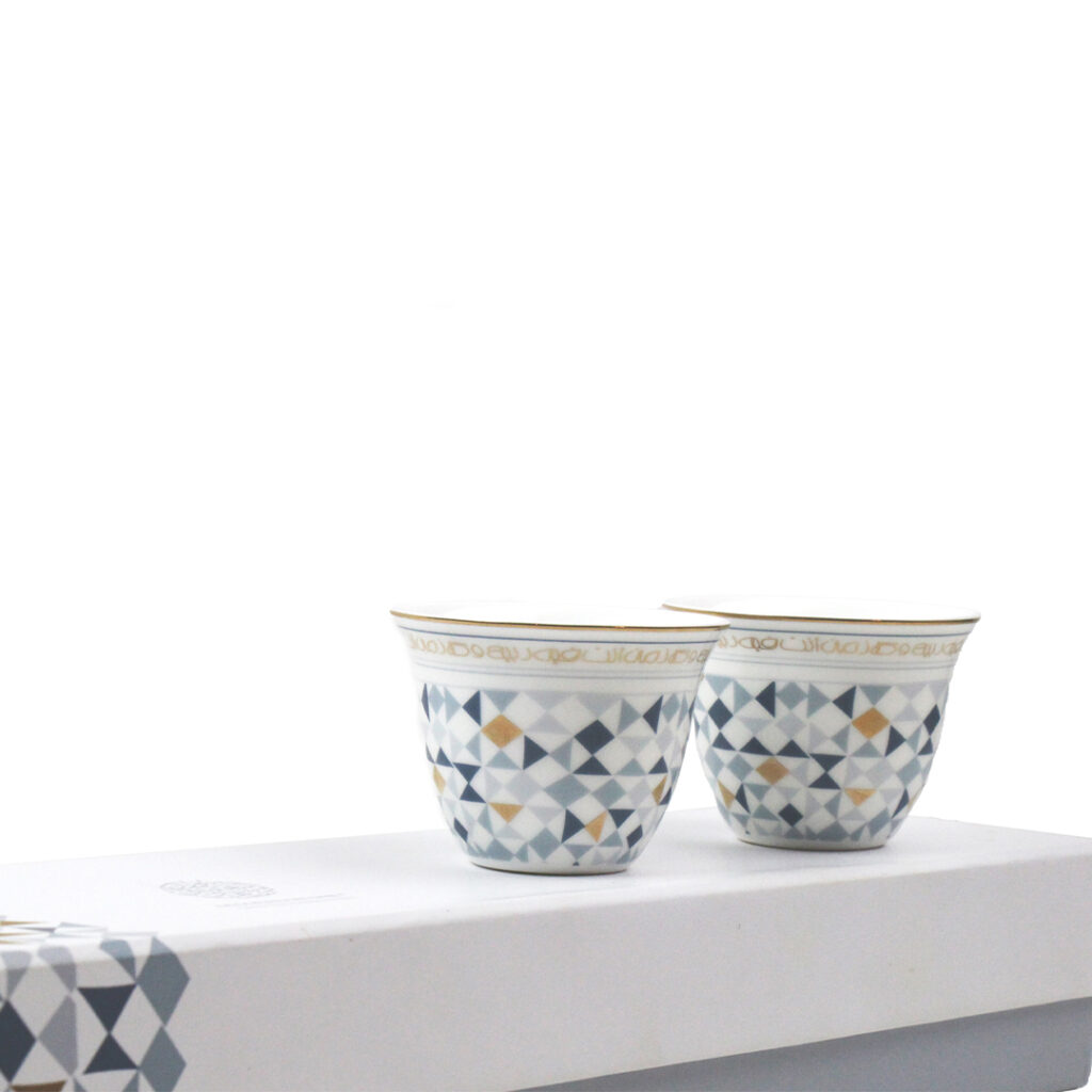 Premium Porcelain 60cc Qahwa Cup Rabee' Navy & Gold Set of 6