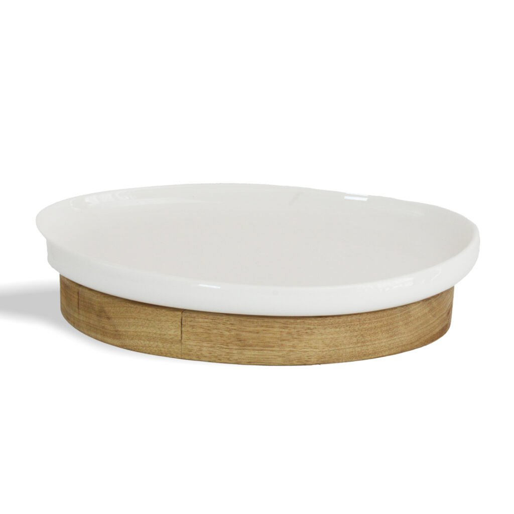 Anees,Wood,Stand,Porcelain,Oval,Deep,Plate,servingplates,