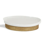 Anees Wood Stand with Porcelain Oval Deep Plate 14 Inch M-H9cm