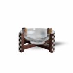 Naseej Walnut Stand with Glass Bowl-Small