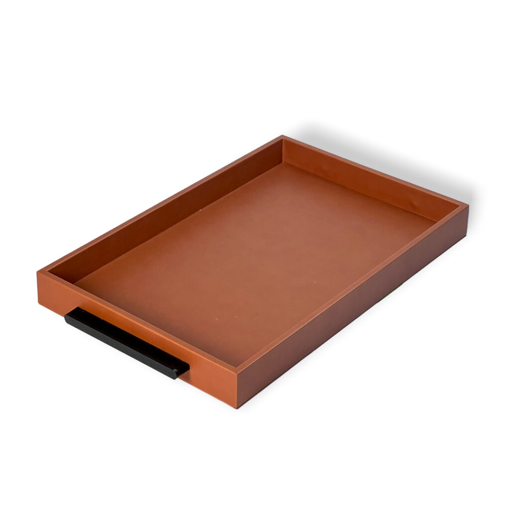 Elegant Leather Tray Camel in Small Size – Handcrafted Home Décor