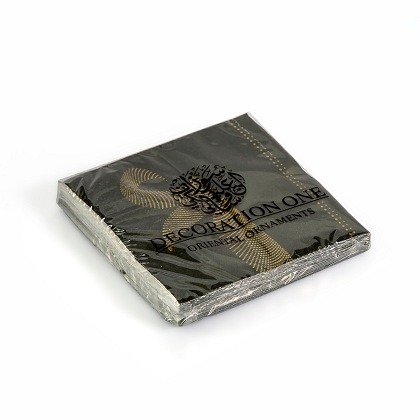 alt="paper napkins black with gold dotted calligraphy"