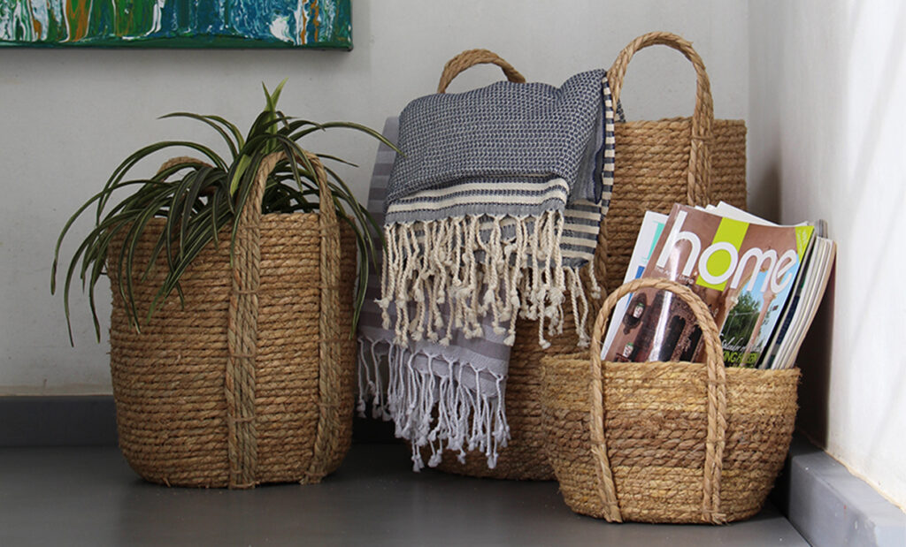Different Ways to use straw cattail baskets creatively