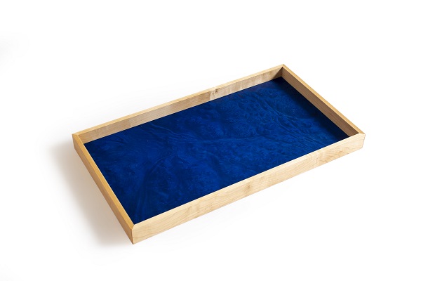alt="navy veneer wood tray"