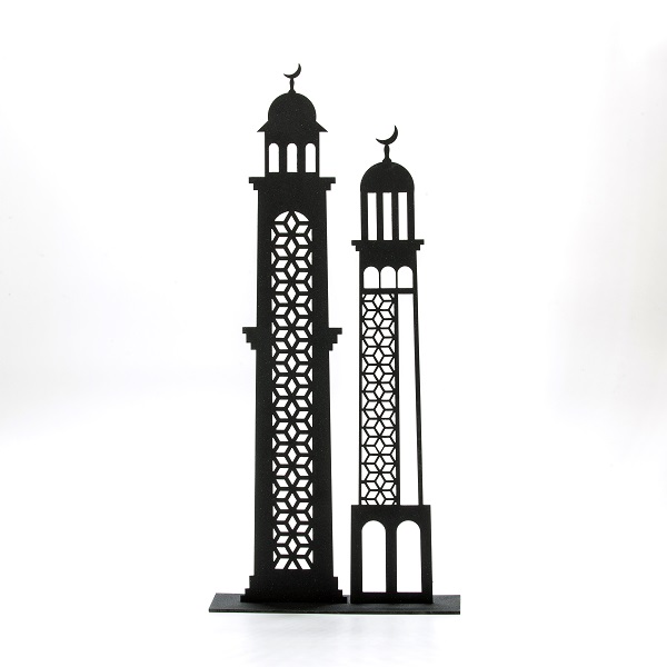 alt="dark grey metal minaret"
