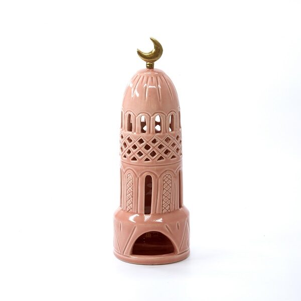 alt="ceramic pink arabesque minaret"