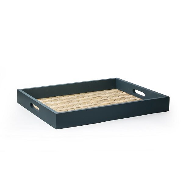 alt="teal wood and straw tray"