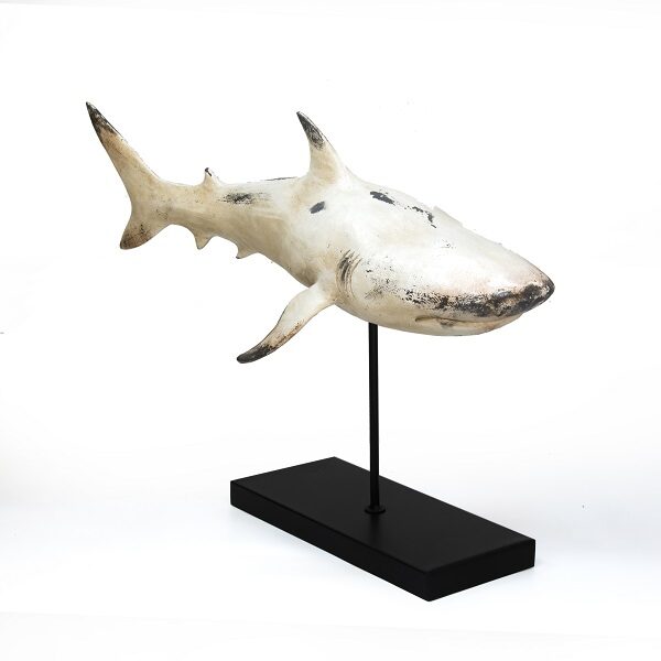 alt="white polyresin shark stand"
