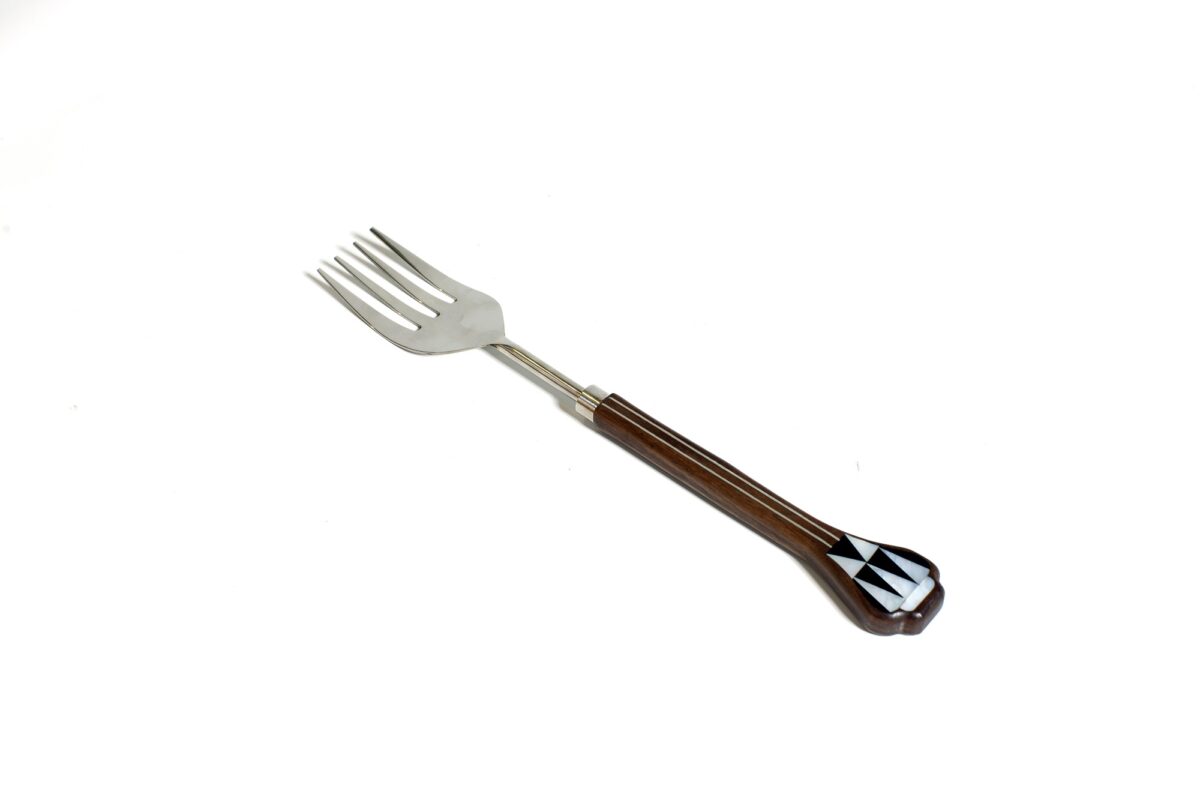 alt="stainless steel serving fork with mop"