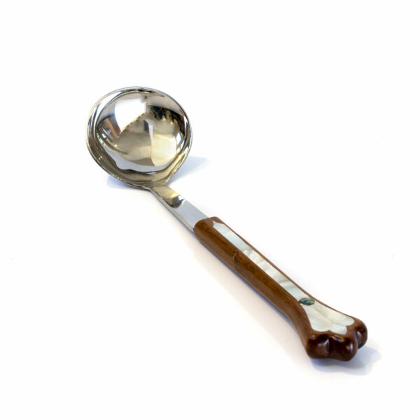 alt="stainless steel soup spoon with mop"