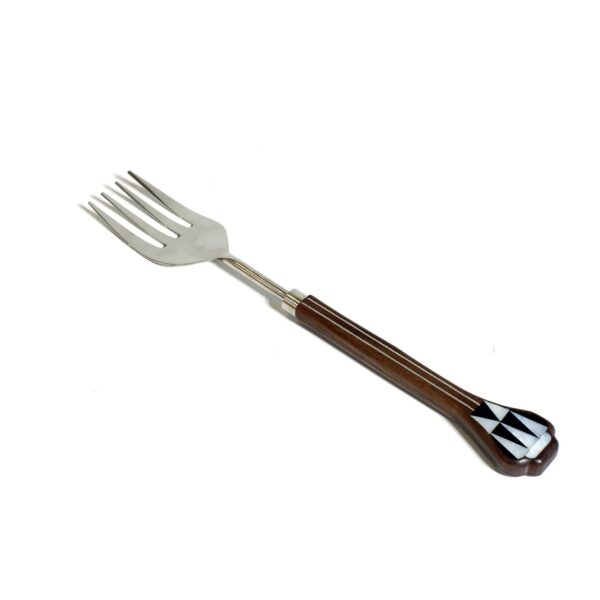 alt="stainless steel serving fork with mop"