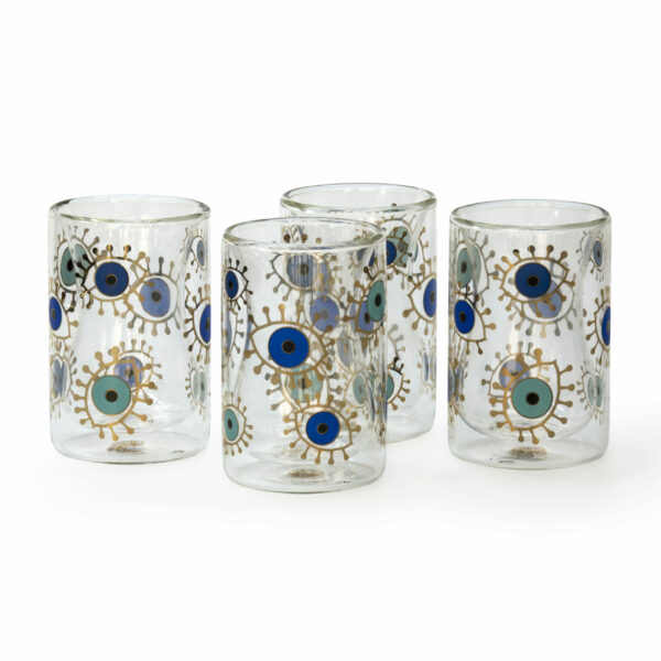 A Wonderful Blue Eyes Double Wall Glassware Set of 4