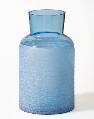 Glass vase in light opaque blue, with a size of 10.5x7x20.5cm