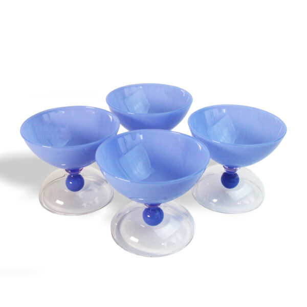 Classic Bowl | Indulgent Set of 4 Milky Blue Mashrabiyeh Glass Bowls