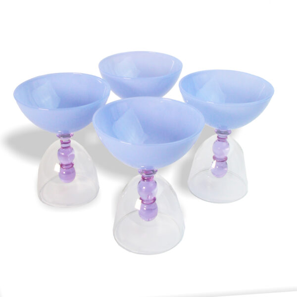 Elevate Dining with Glassware Design: 4 Stylish Milky Blue Mashrabiyeh High Glass Bowls