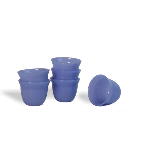 Mashrabiyeh Glass Qahwa Cup 60 cc in Milky Blue Set of 4